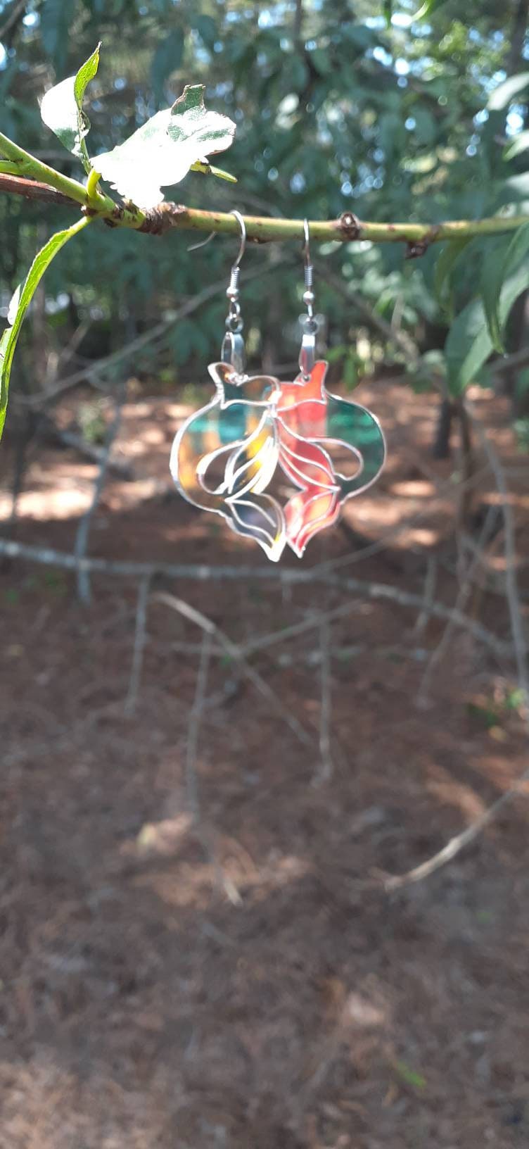 Iridescent acrylic mermaid tail earrings