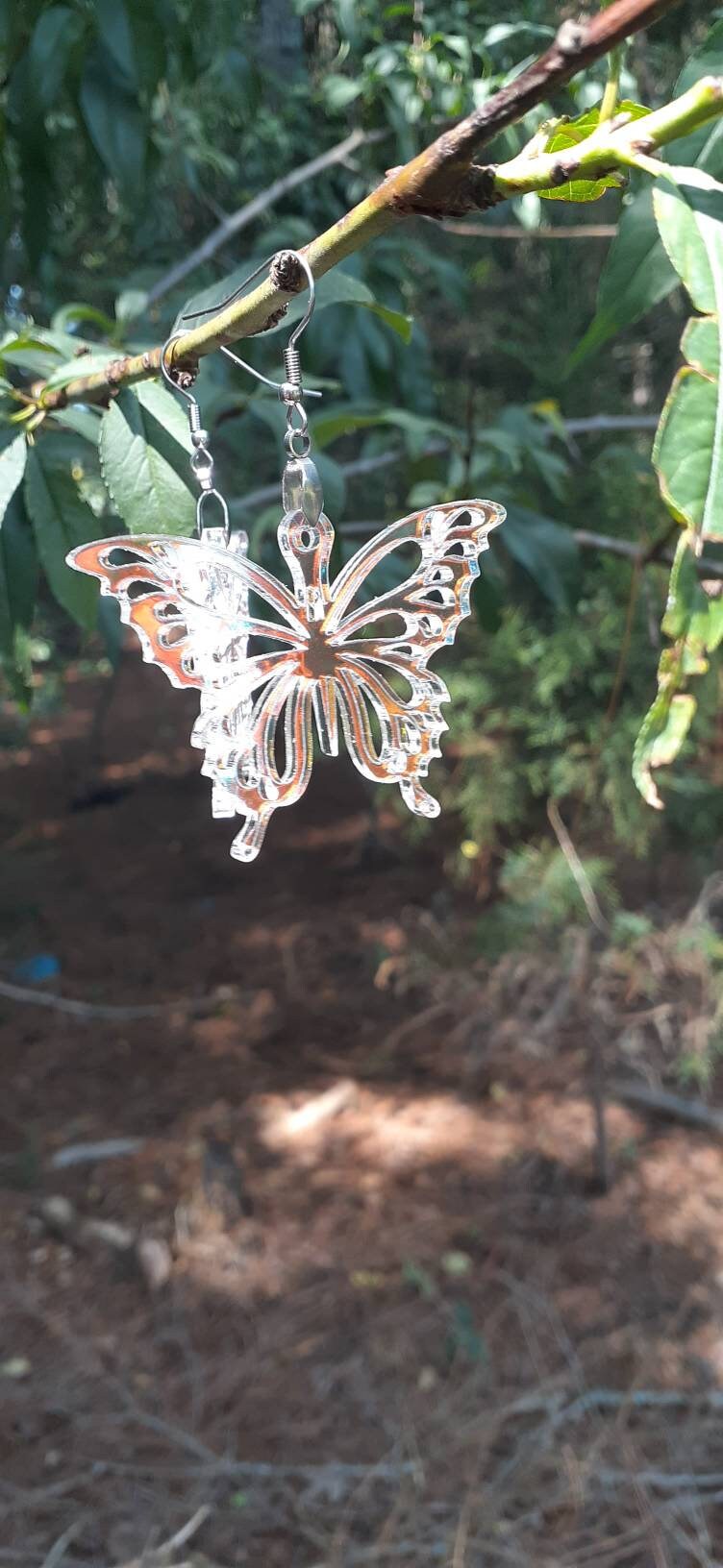Iridescent acrylic butterfly earrings