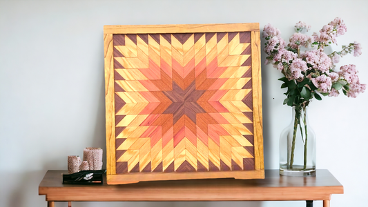 Traditional Star Quilt Wooden Wall Hanging