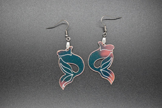 Iridescent acrylic mermaid tail earrings