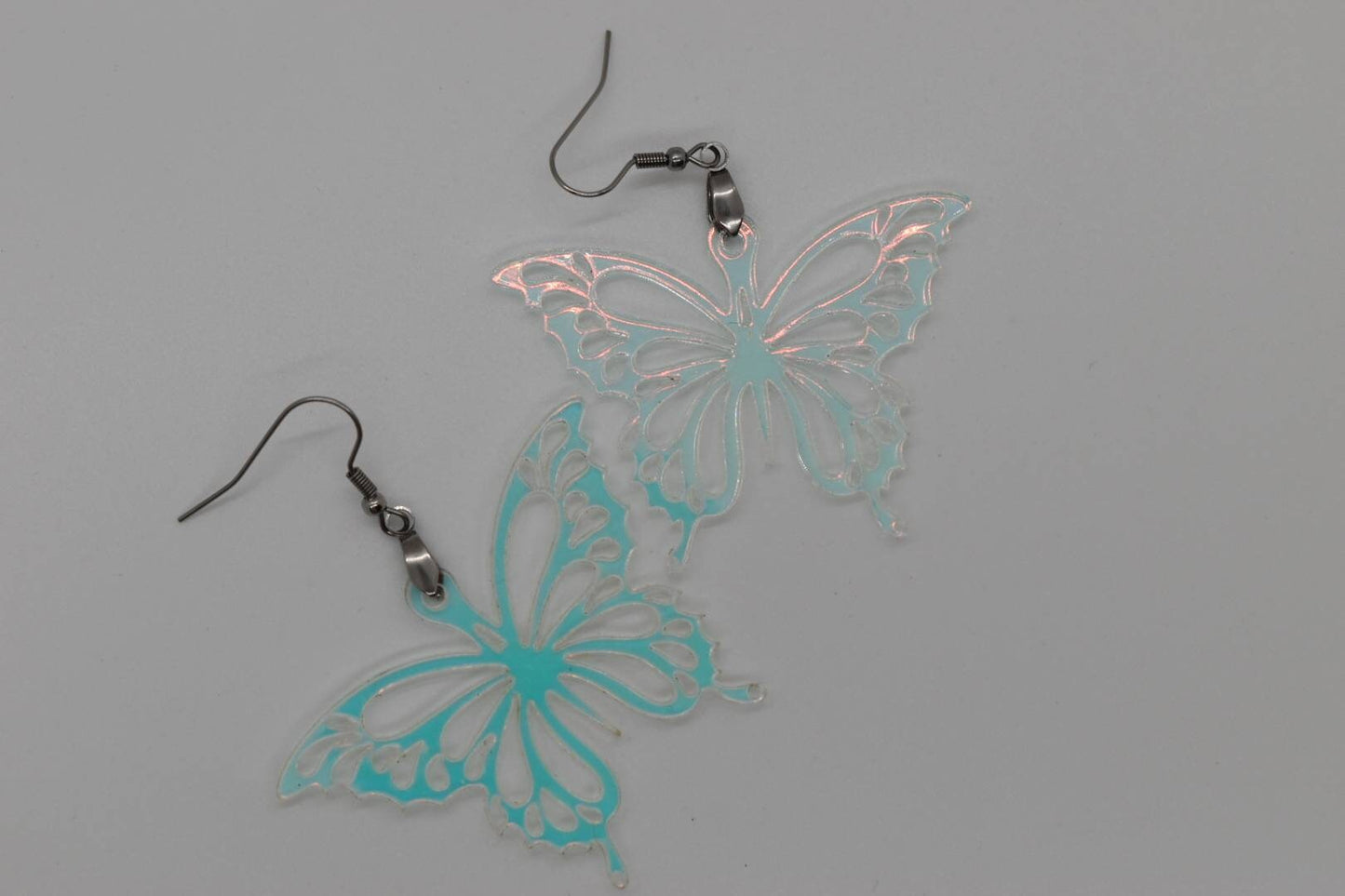 Iridescent acrylic butterfly earrings