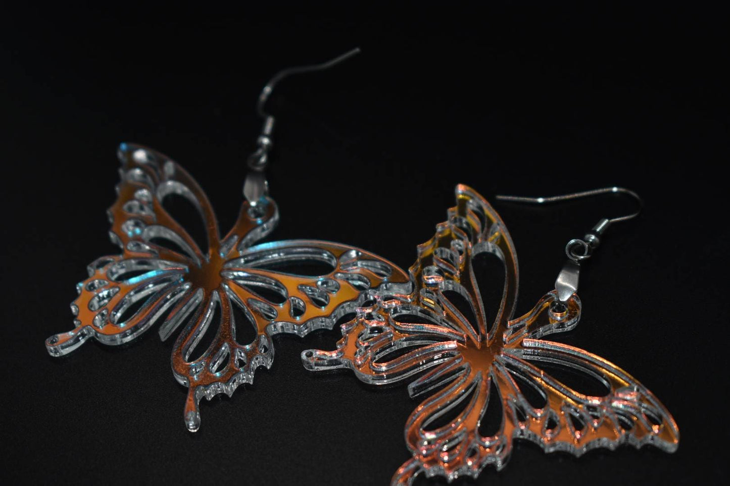 Iridescent acrylic butterfly earrings