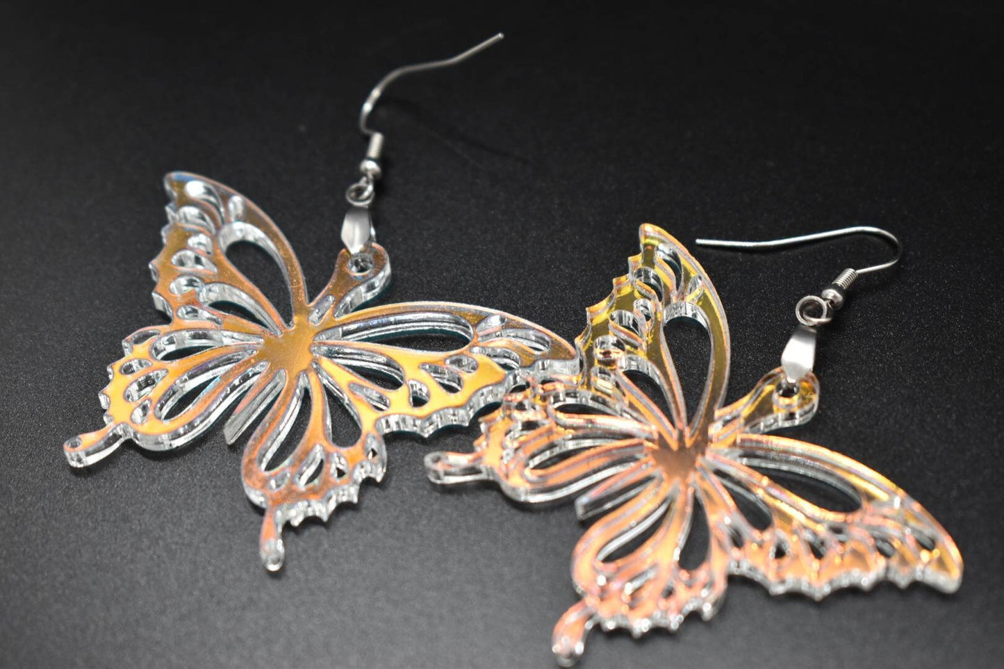 Iridescent acrylic butterfly earrings