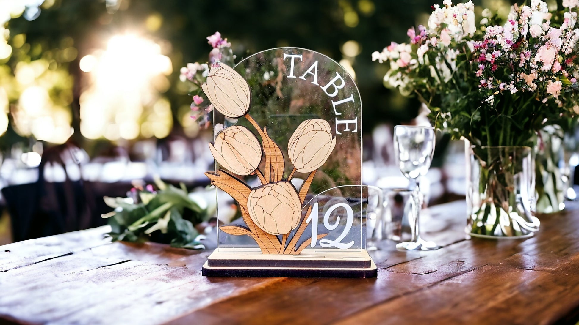 Wedding Floral Table Number plaque