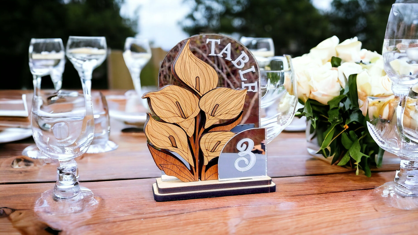 Wedding Floral Table Number plaque